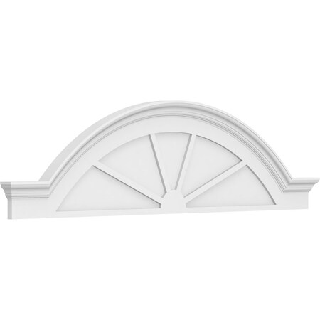 Ekena Millwork Segment Arch W/ Flankers 4 Spoke Architectural Grade PVC Pediment, 72"W x 19"H x 2-1/2"P PEDPS072X190SGF04